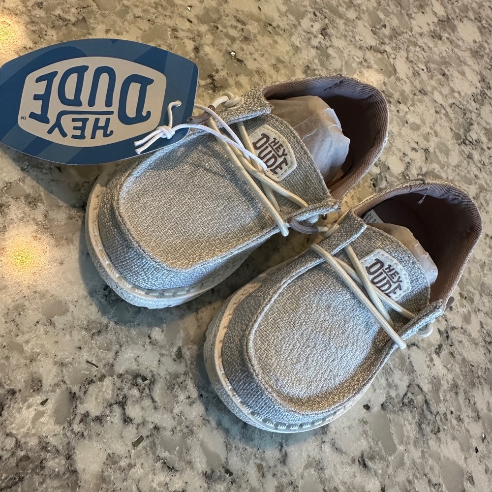 Hey Dude Gray Sparkle Toddler Moccasin Shoes with Classic Design